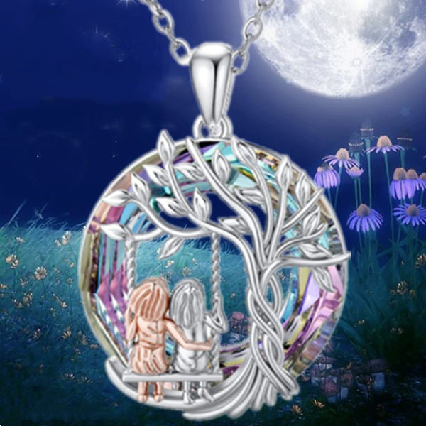 Sister Crystal Necklace Stainless Steel Life Tree Pendant Jewelry Gift - Cute As A Button Boutique